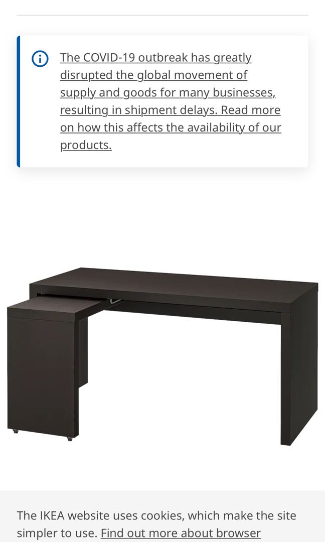 Last Set IKEA Office Table Study Table White and Black(add 30 for pull