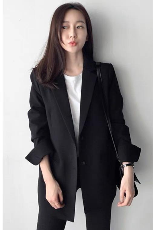 korean ulzzang black suit jacket outerwear