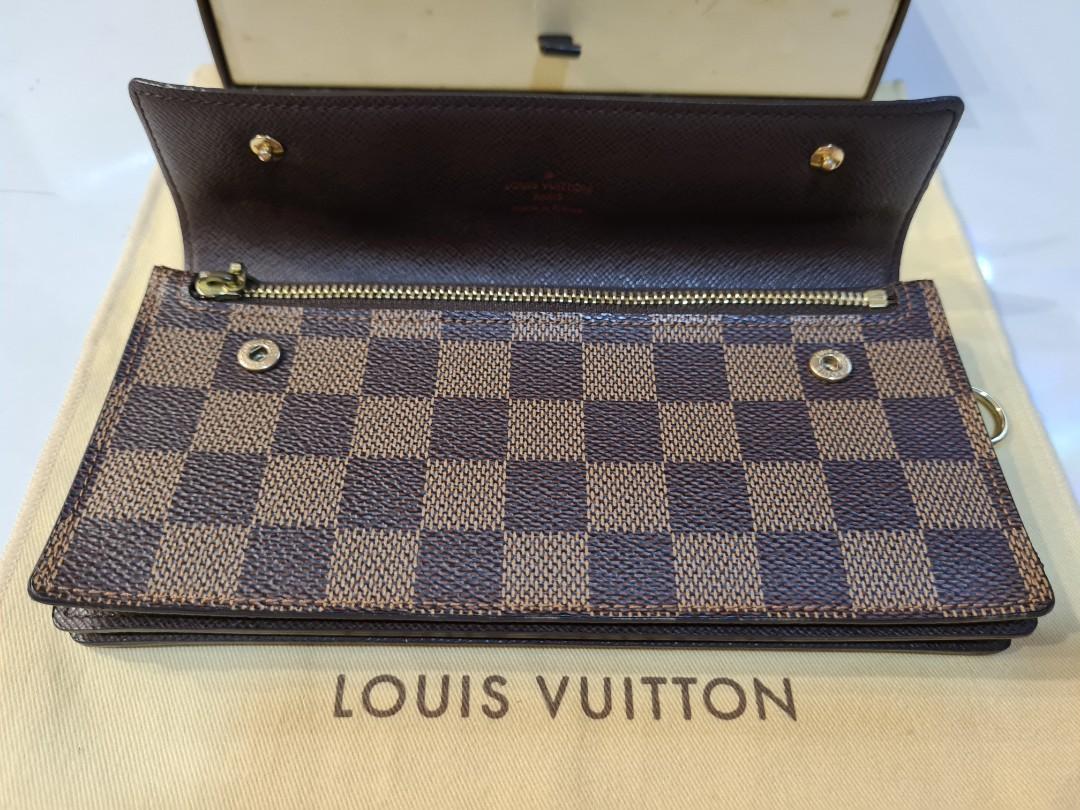 Louis Vuitton Damier Ebene Canvas Portefeuille Accordion Long Chain Wallet  Louis Vuitton