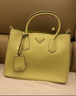 Prada Saffiano Cuir Double Bag In Pesco-baltico