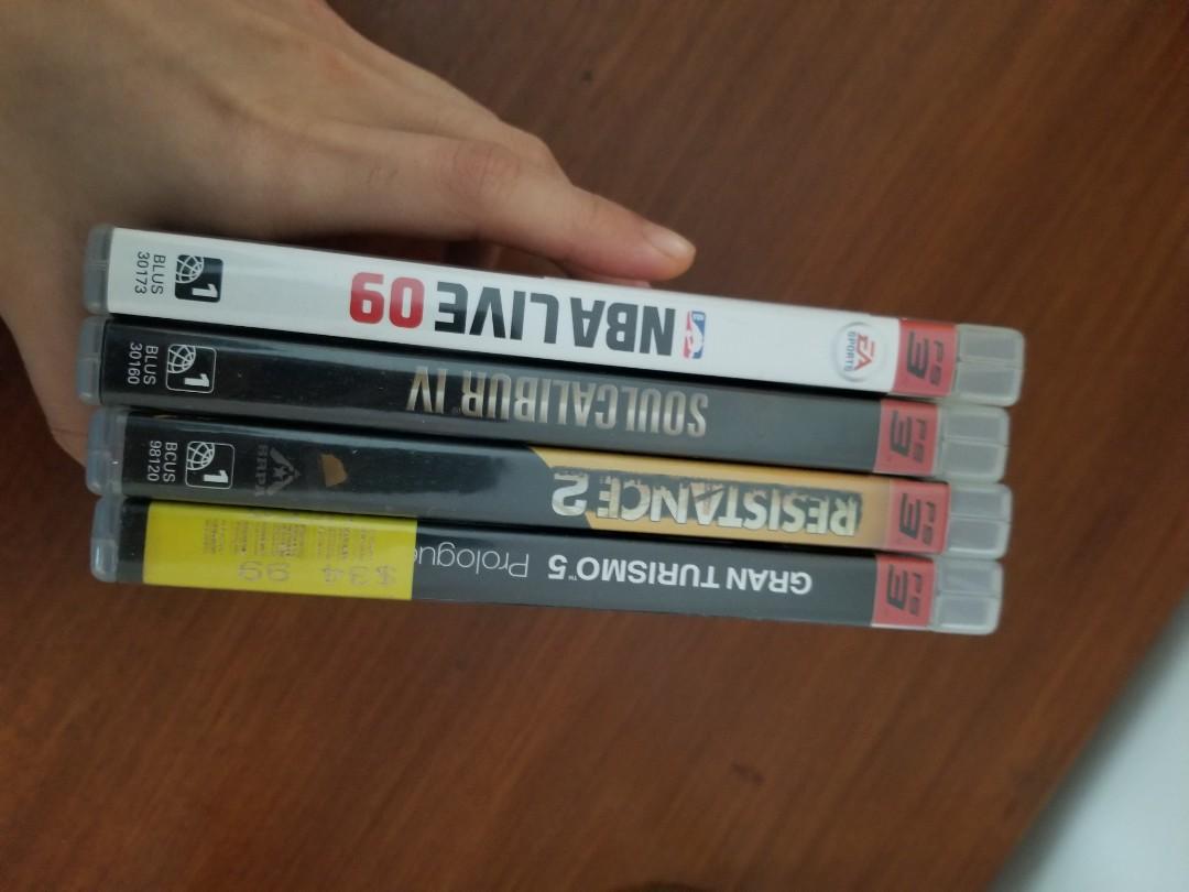 PS3 games (Category: PlayStation) located in Cebu City. Submitted by tuourb (Listing ID 1104756185, Image 3). Description: -250 each (SC 4, GT 5, Resistance 2) -200 (NBA Live) *NBA case damaged (see pictures) *800 for all 4.