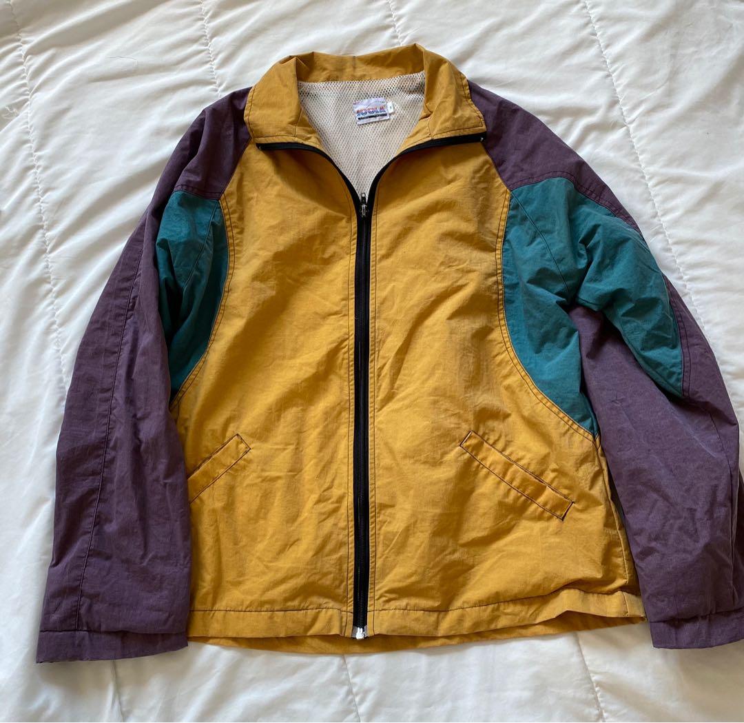 purple mustard green colourblock windbreaker Women s Fashion