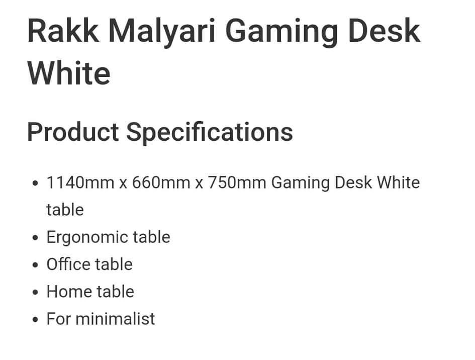 Rakk malyari shop gaming desk white