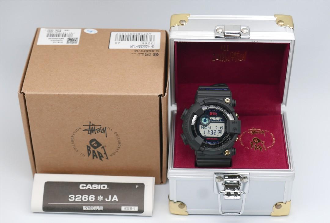 Stussy x Bape Ape x G-Shock Frogman GF-8250BS-1JR, 名牌, 手錶
