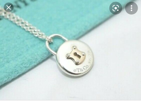Tiffany & Co RARE Silver 18K Gold Circle Lock Necklace!