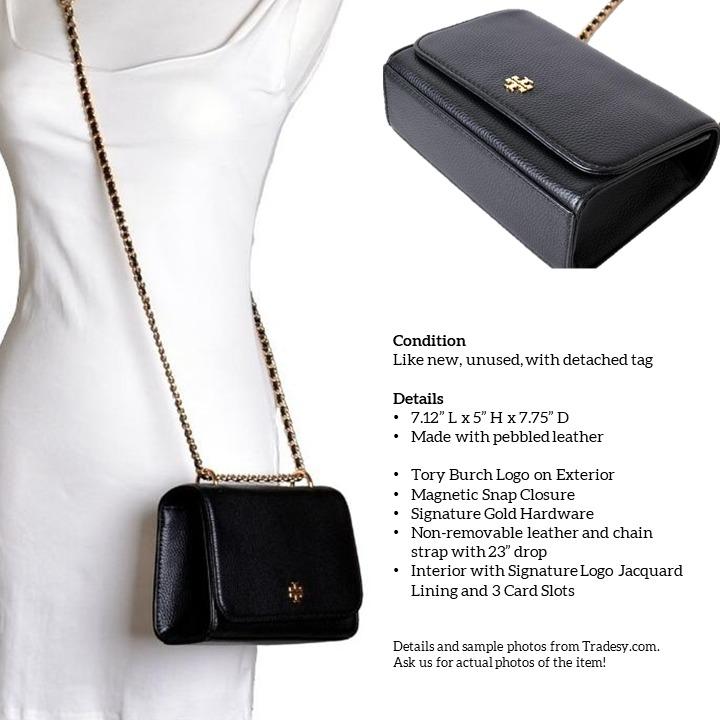 Tory Burch Carter Shrunken Shoulder Bag in Black Luxury Bags