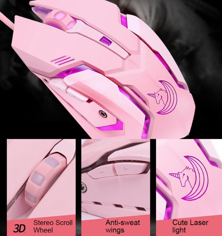 Unicorn Gaming Mouse Silent Click, LED Backlit Optical Ergonomic Gaming ...
