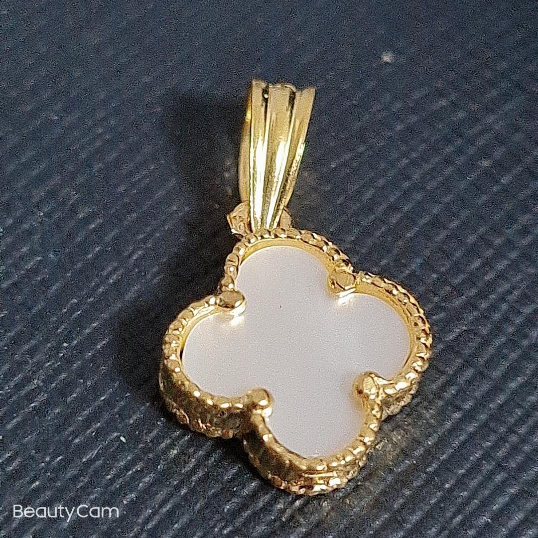 White gold clearance clover necklace