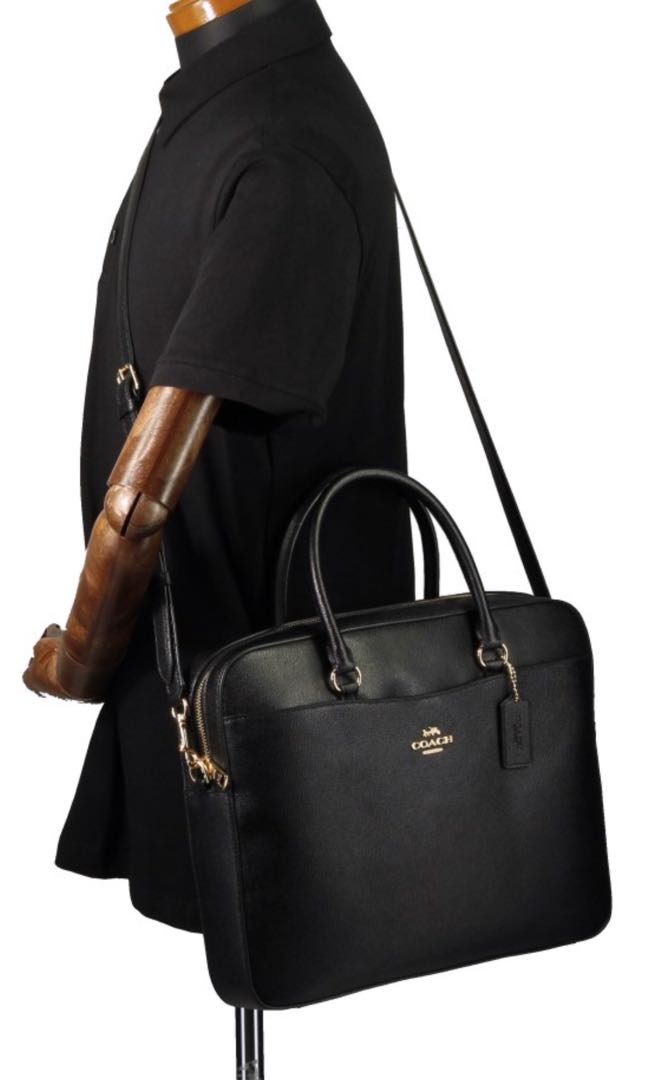 Coach Leather Slim Brief Briefcase Brown men women unisex laptop bag | eBay