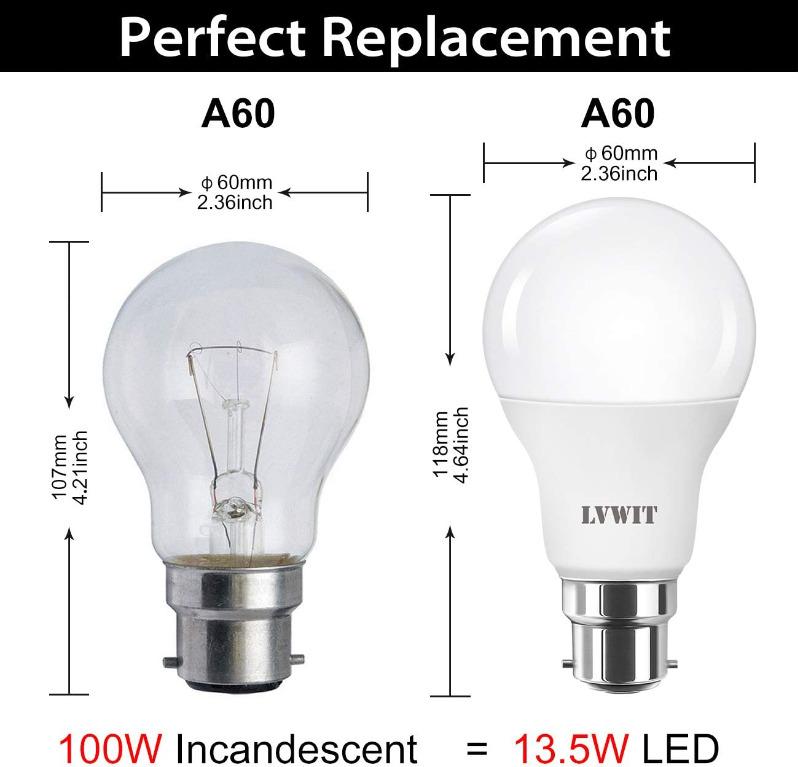 B22 LED Bulb Bayonet, BC GLS Energy Saving Bayonet Light Bulbs, A60 ...