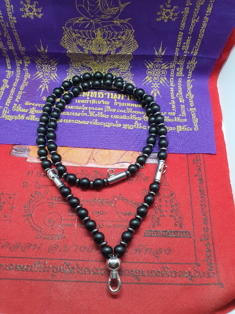 Black odisian beads 3+1 hook amulets necklace (appx 66 cm), Using high  quality line that doesn't break easily