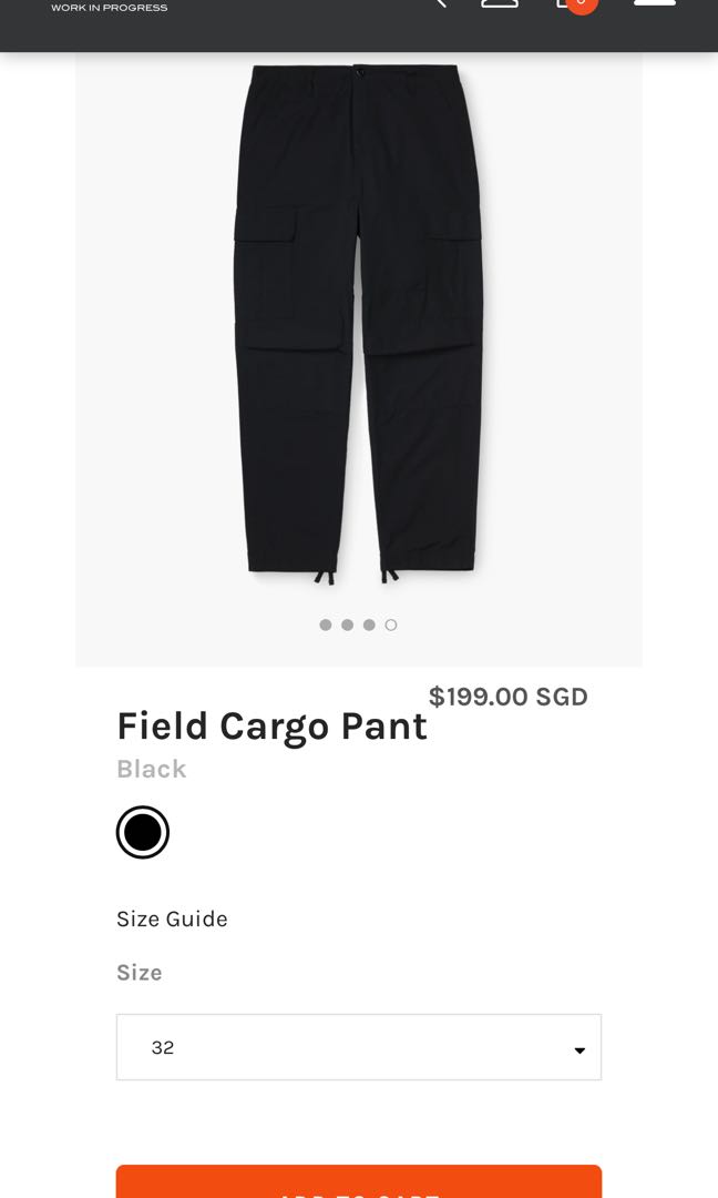 Carhartt wip field cargo pants black, Men's Fashion, Bottoms, Joggers