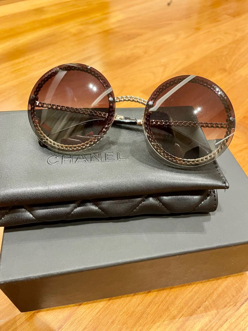 Chanel Round Sunglasses with chain, Women's Fashion, Watches