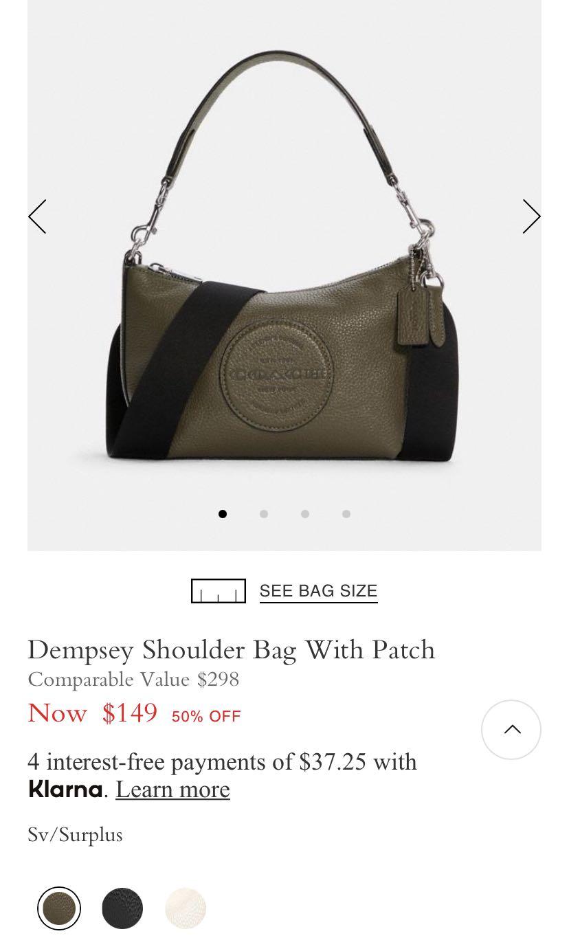 Coach Dempsey Shoulder Bag With Patch Green, Women's Fashion, Bags 