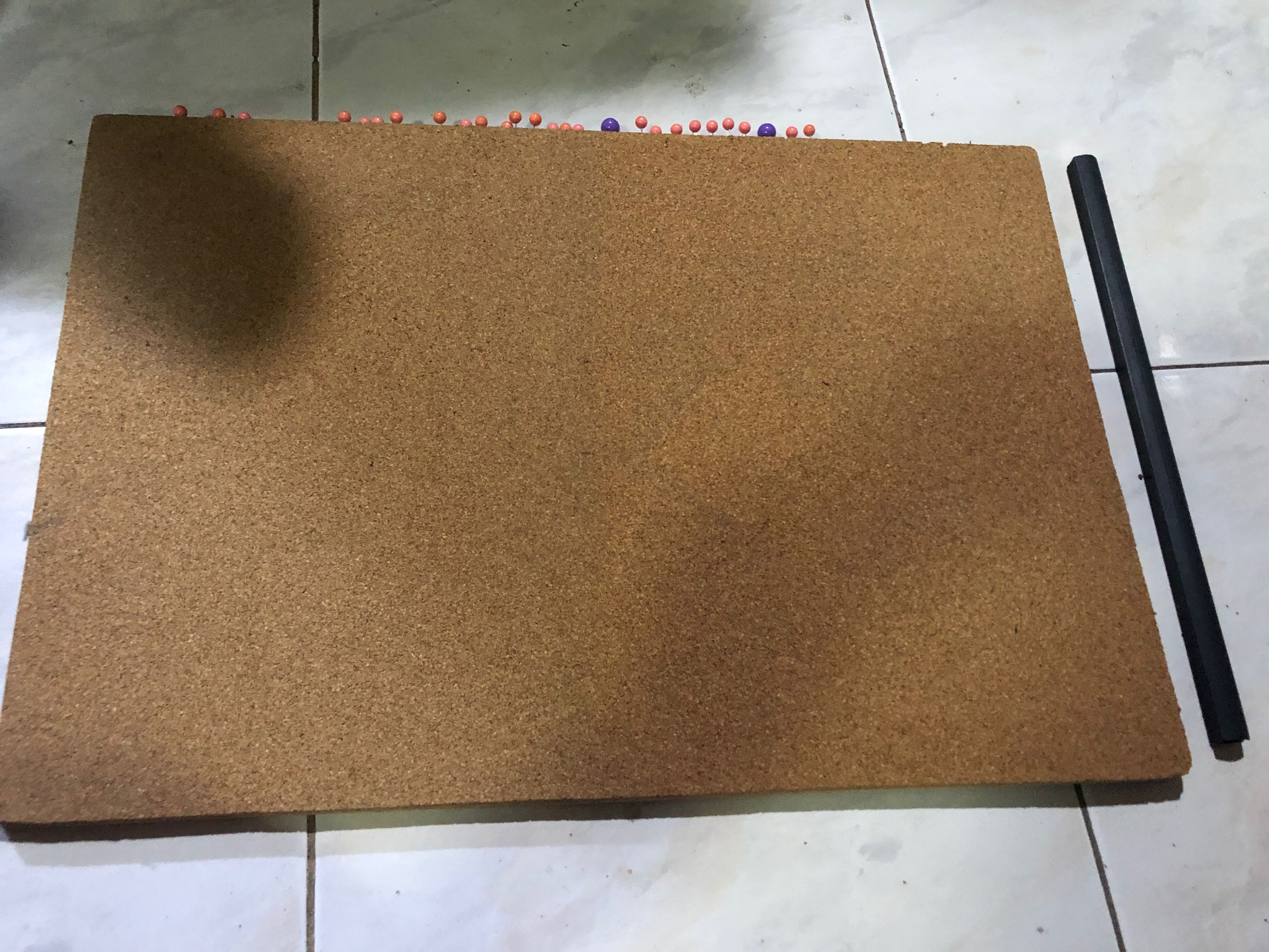 Cork board with pins (folder slider for comparison only), Furniture ...