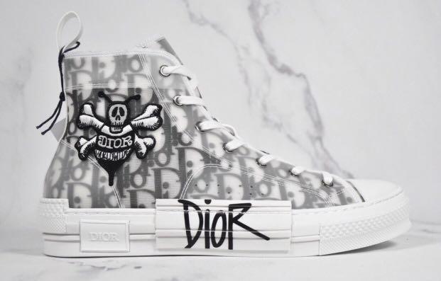Dior B23 Oblique Canvas High-Top Sneakers With DIOR And Shawn 
