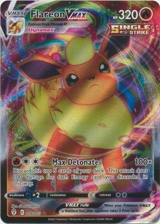 flareon vmax pokemon card value - 018/203 - Ultra Rare - Sword & Shield holofoil pattern or surface detail) Flareon Vmax 2021 Pokemon English