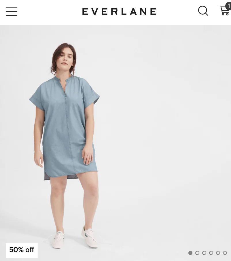 Everlane split neck cheap jean dress