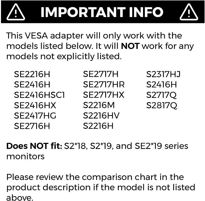 HumanCentric VESA Mount Adapter for Dell SE2416HX, SE2717HX, SE2717H, S2216M,  S2216H, SE2716H, SE2216H, S2817Q, SE2417HG, S2316M, S2316H, SE2416H,  SE2717HR, and More, Computers & Tech, Parts & Accessories, Monitor Screens  on Carousell