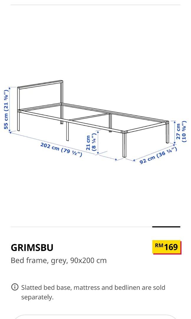 IKEA GRIMSBU METAL SINGLE BED FRAME, Furniture & Home Living, Furniture, Bed Frames & Mattresses