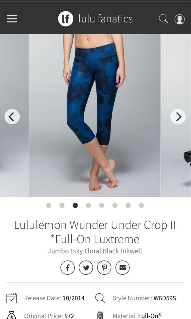 Lululemon Wunder Under Crop *Mid-Rise Full-On Luxtreme 21 - Black - lulu  fanatics