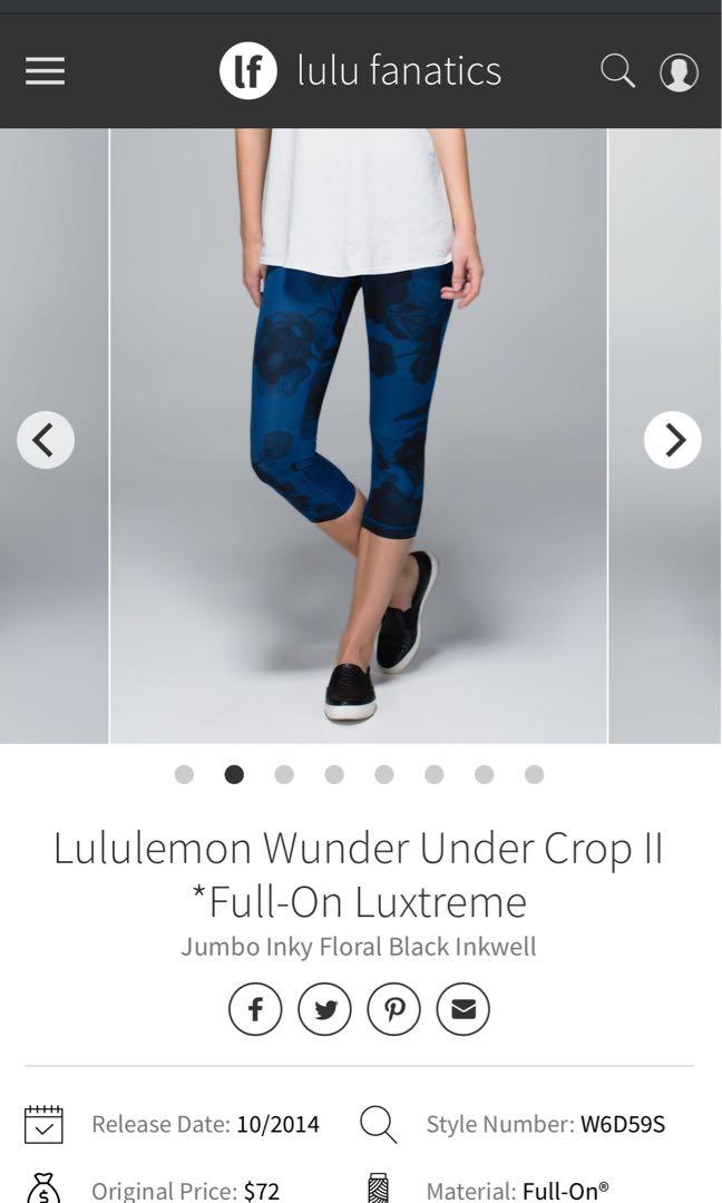 Lululemon Wunder Under Crop II Luxtreme Jumbo Inky Floral Size 6
