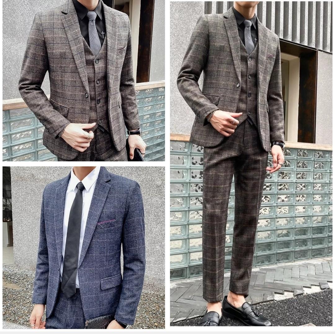 Mens checkered suit jacket cheap