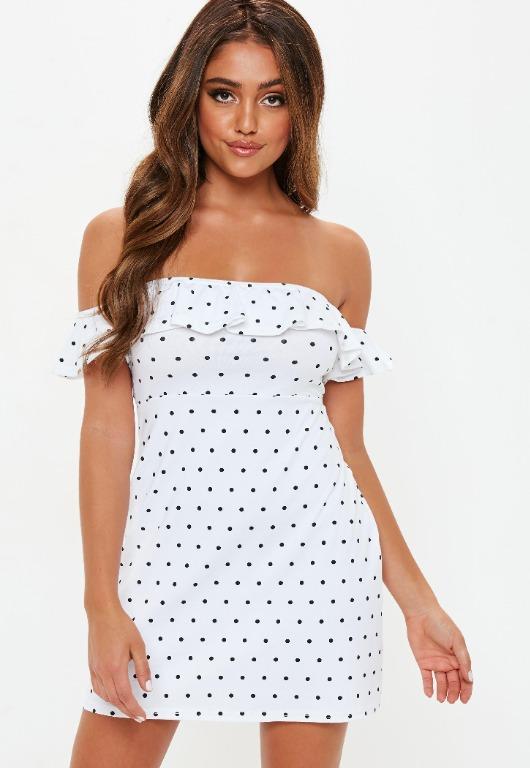 Missguided white polka dot dress store