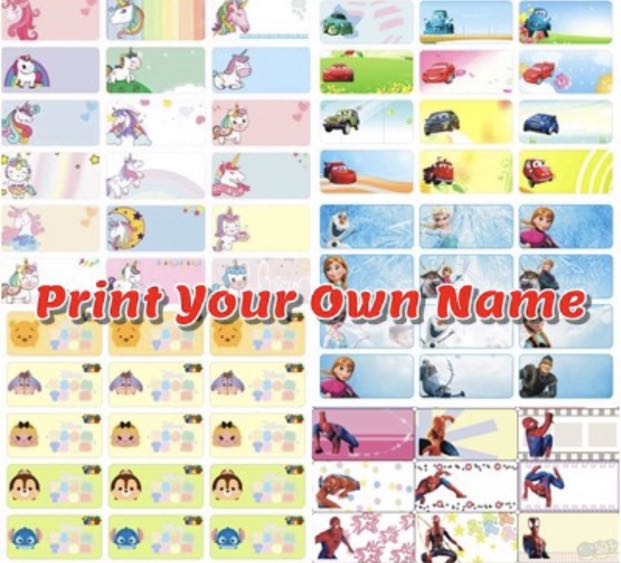Personalised / Customise Name Stickers / Labels 28 x 13 mm / Many cartoon  characters / English or Chinese characters / Home / Office / School / Gifts  / Present, Hobbies & Toys, Stationery & Craft, Other Stationery & Craft on  Carousell