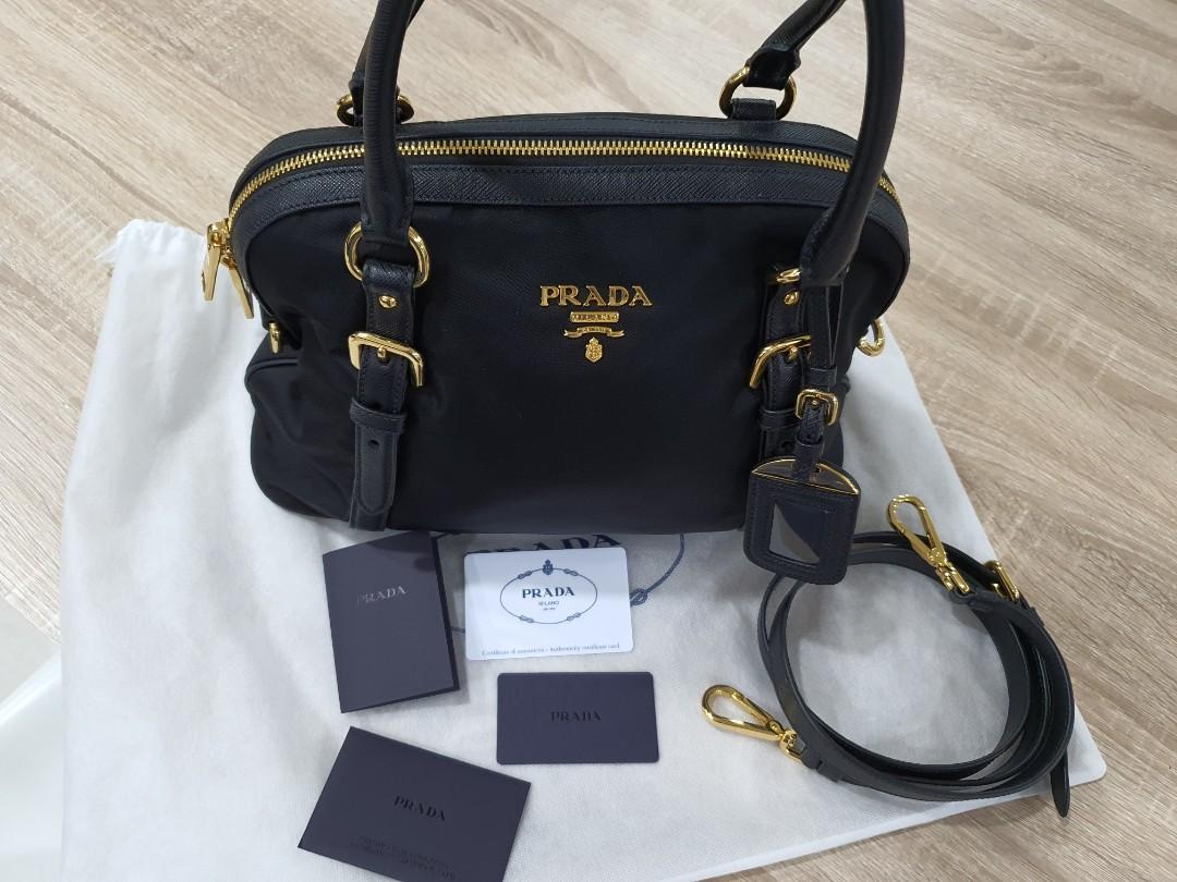 Prada 1BB013 Tessuto Nylon Convertible Satchel Bag- Black, Women's Fashion,  Bags & Wallets, Cross-body Bags on Carousell