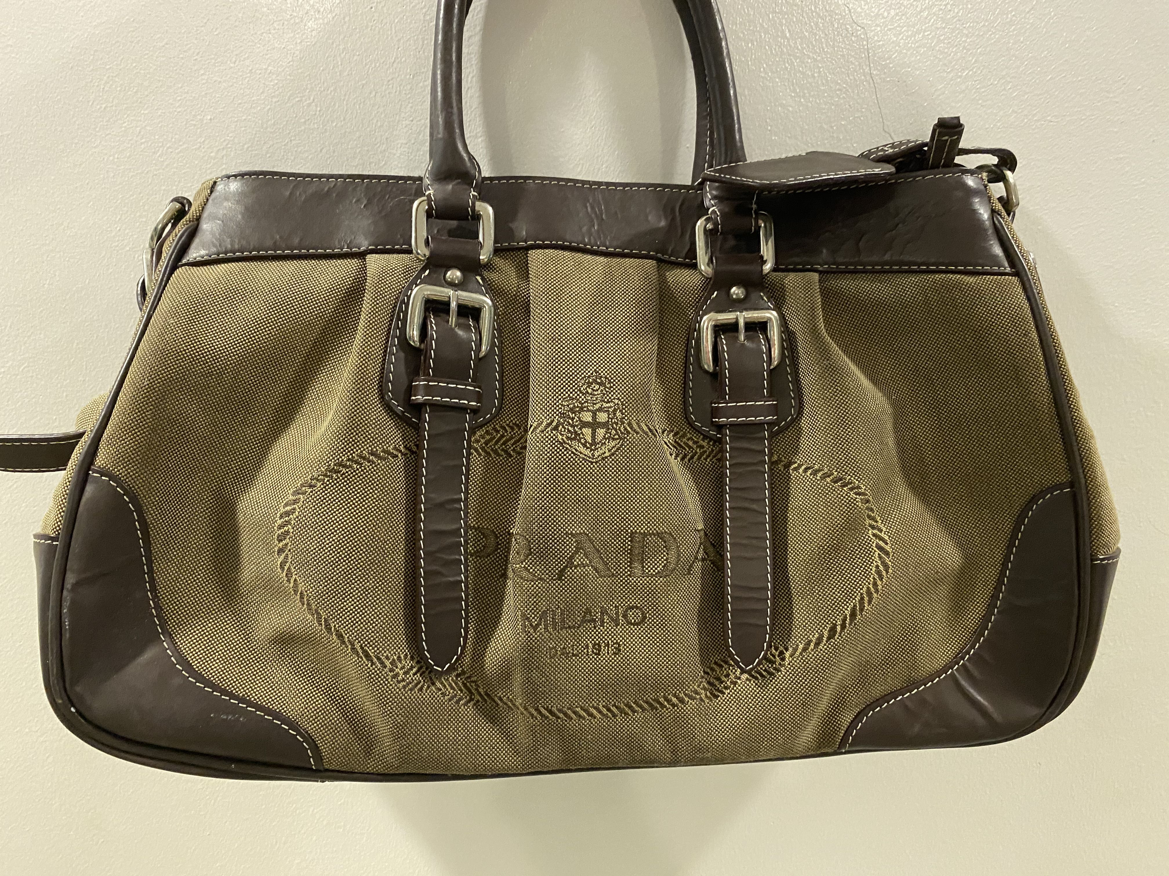 Prada Milano Dal 1913 Brown Leather And Canvas Handbag, Luxury, Bags &  Wallets on Carousell