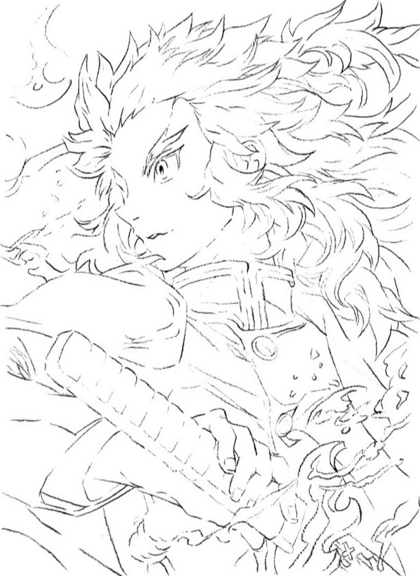 Rengoku Kyojuro Demon Slayer Kimetsu no Yaiba pencil lines ...