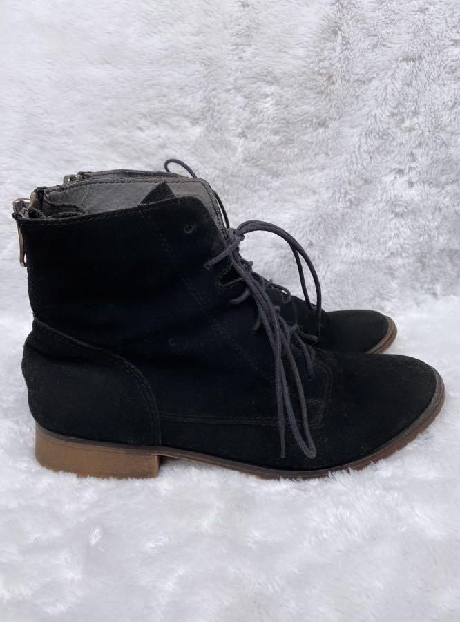 STEVE MADDEN Sepatu Boots Kulit preloved sepatu cewek warna hitam original  no box size: 7,5/38 minus pemakaian dan kotor aja