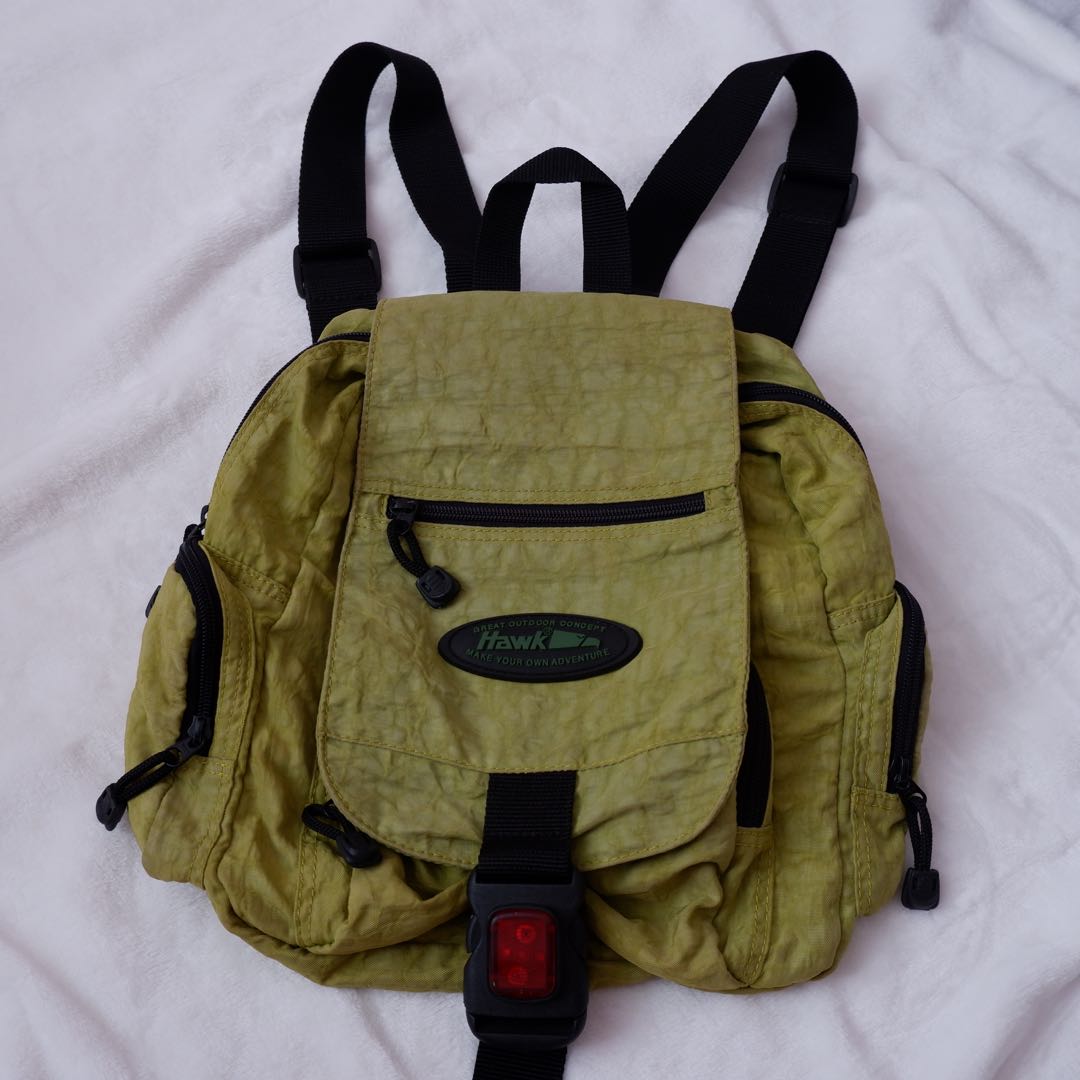 Vintage green hawk mini backpack, Women's Fashion, Bags & Wallets