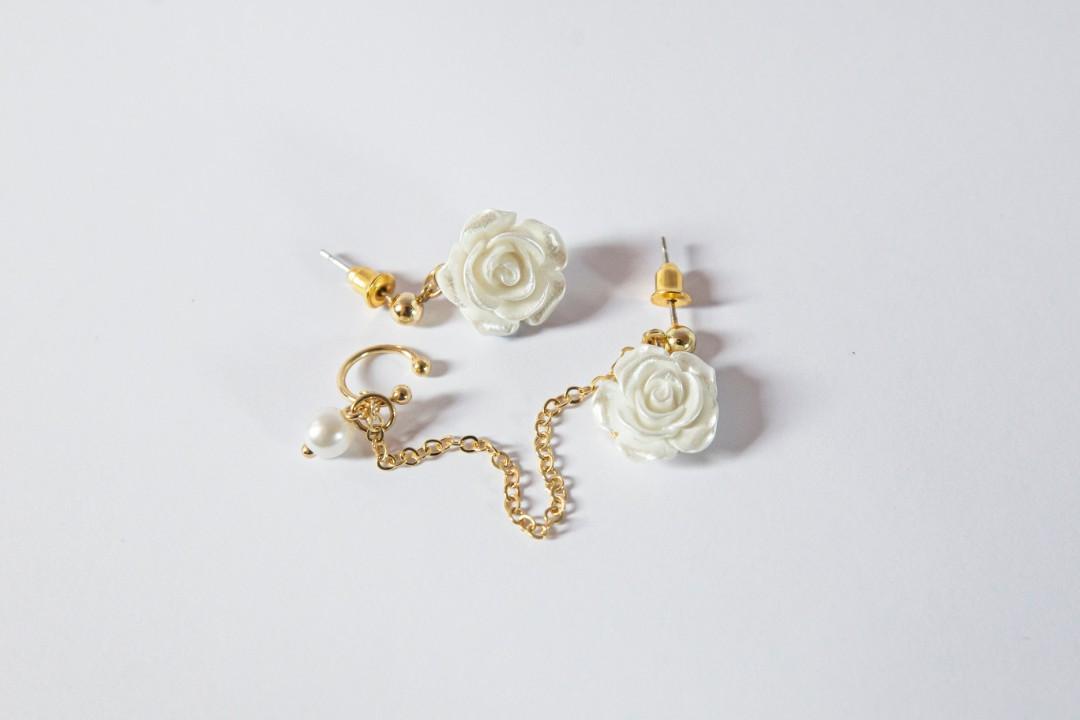 White Rose Earrings