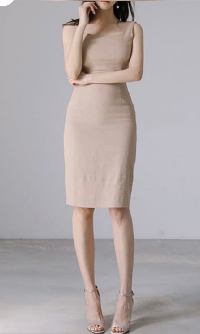 beige work dress