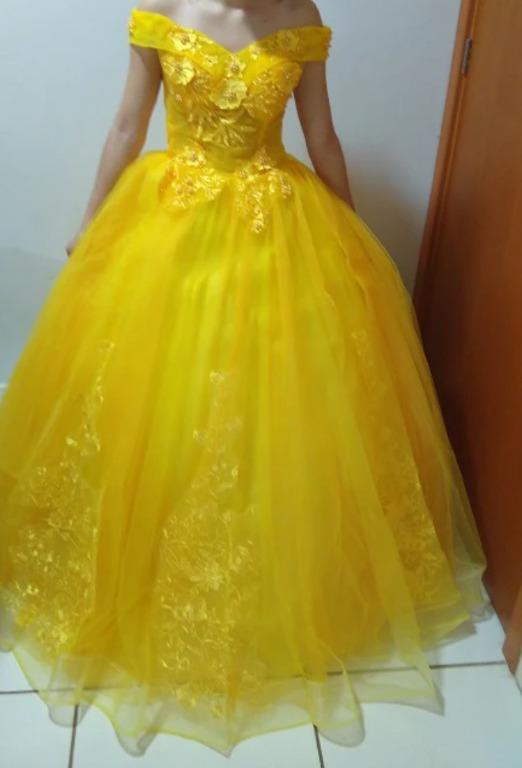 women yellow ball gown