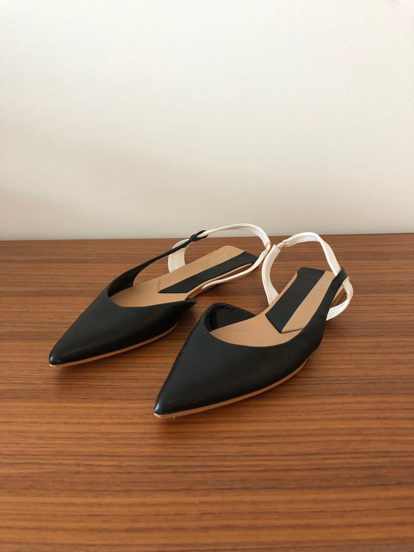 White discount flat slingbacks