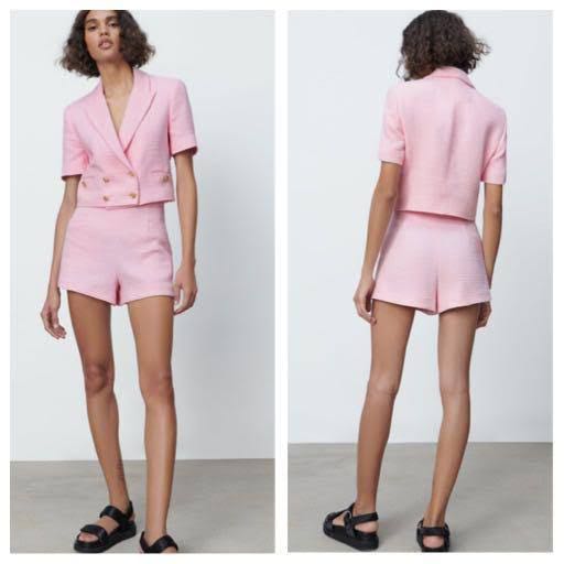 Zara Pink Tweed Coordinate Set Inspired ...