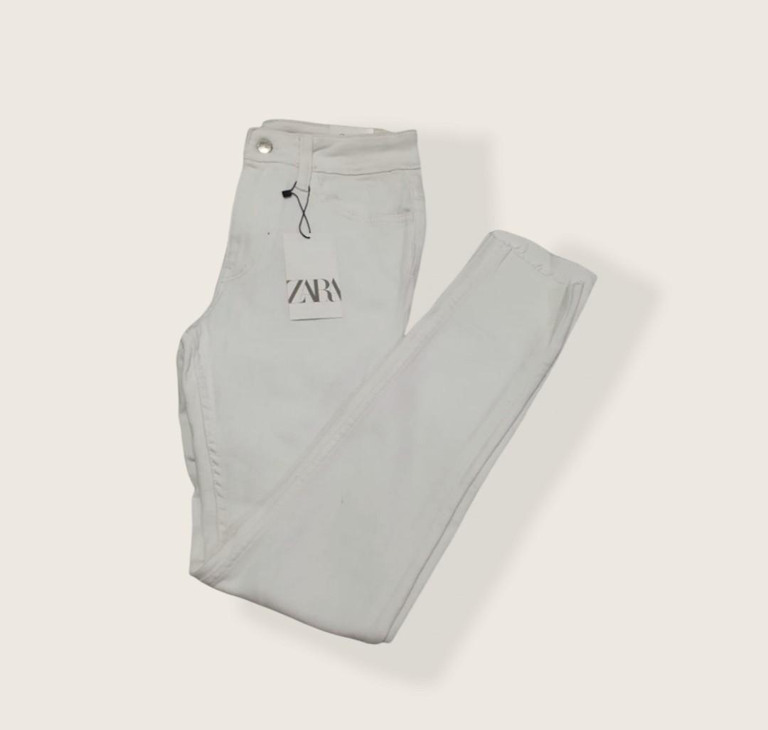 ZARA plain white cropped skinny jeans 