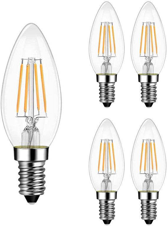 last spole lovende 5 Pack 4Watt Candle LED Filament Light Bulbs E14 / SES/Small Edison Screw  Paul Russells Bright 4W=40W C35 Chandelier 360 Beam Lamp Warm White 2700K  40W Incandescent Bulbs Equivalent [Energy Class A+],