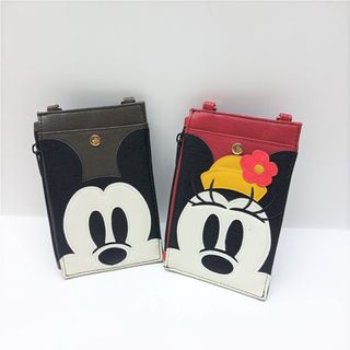 日本 Disney Mickey & Minnie 米奇造型皮革 掛繩 散子包 證件套64190846510083110
