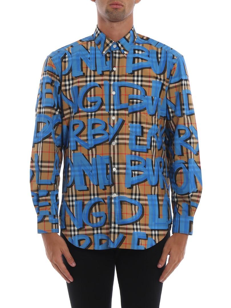 Burberry graffiti shirt store blue