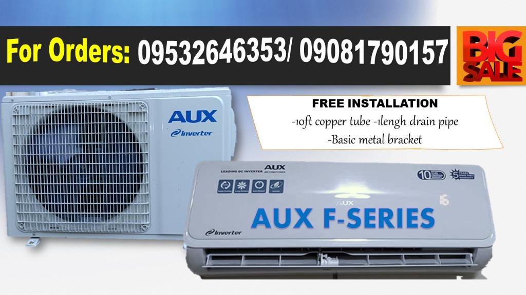AUX SPLIT TYPE AIRCON BRAND NEW SEALED WITH FREE INSTALLATION (Category: Air Conditioning and Heating) located in Quezon City. Submitted by dexterlybelino8281106 (Listing ID 1110652998, Image 1). Description: ☂☂☂𝐏𝐑𝐎𝐌𝐎 𝐒𝐀𝐋𝐄🌧🌧🌧 We offer you lowest pricer But same Quality in mall!! AUX F-SERIES INVERTER (𝚂𝚙𝚕𝚒𝚝 𝚃𝚢𝚙𝚎 𝙰𝚒𝚛𝚌𝚘𝚗) 💯𝙱𝚛𝚊𝚗𝚍 𝚗𝚎𝚠 & 𝚏𝚊𝚌𝚝𝚘𝚛𝚢 𝚜𝚎𝚊𝚕𝚎𝚍 𝐅𝐫𝐞𝐞 𝐢𝐧𝐬𝐭𝐚𝐥𝐥𝐚𝐭𝐢𝐨𝐧 𝐰𝐢𝐭𝐡𝐢𝐧 10𝐟