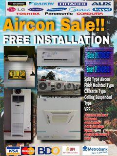 Brand New!! Fast and Free installation! Floor mounted aircon Cassette Type Suspended Type Split type
