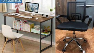 Bundle Set Office 120cm Big Table with Bookshelf and Swivel Chair