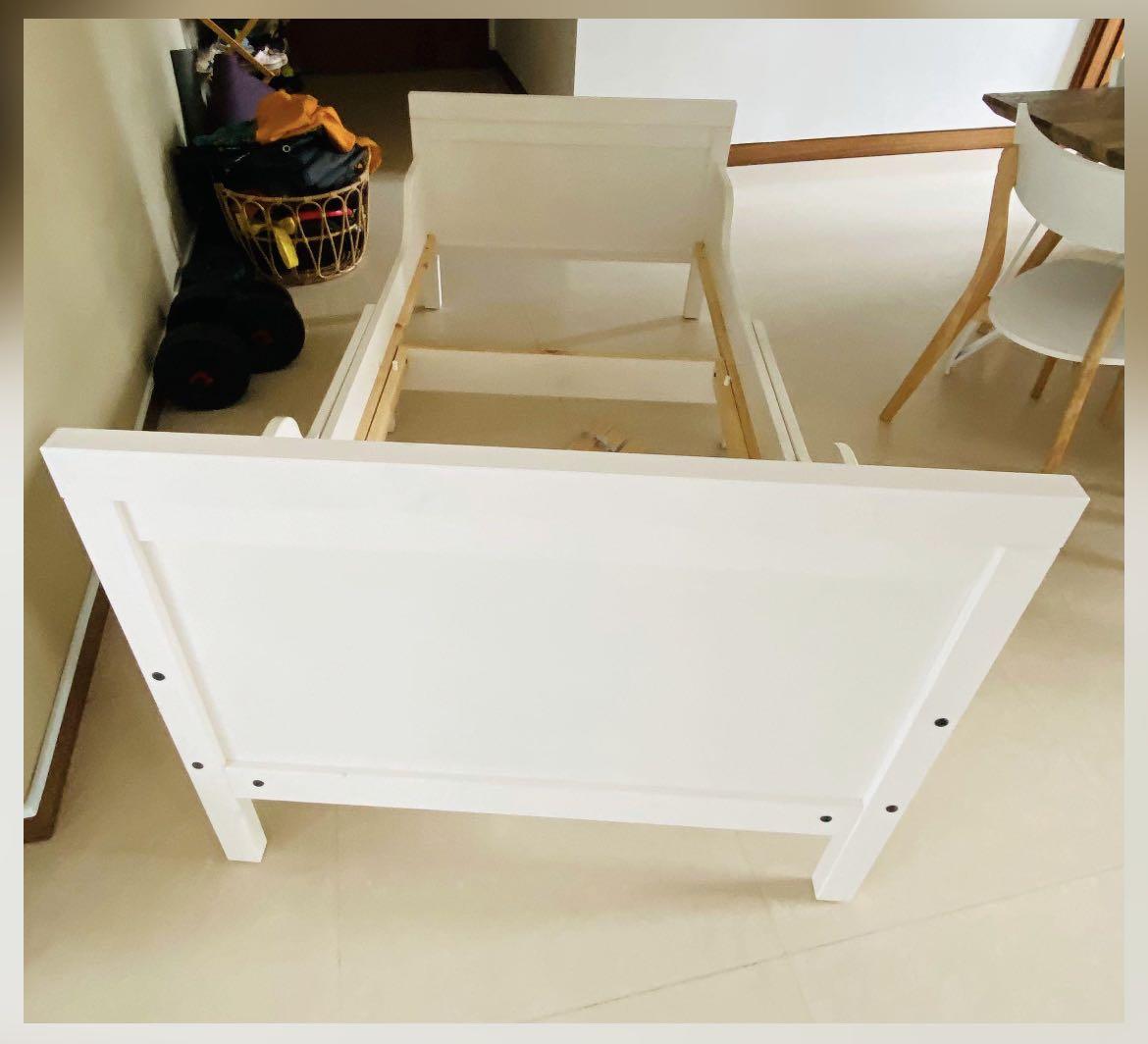 SUNDVIK Ext bed frame with slatted bed base, white, Babies & Kids, Baby Nursery & Kids Furniture