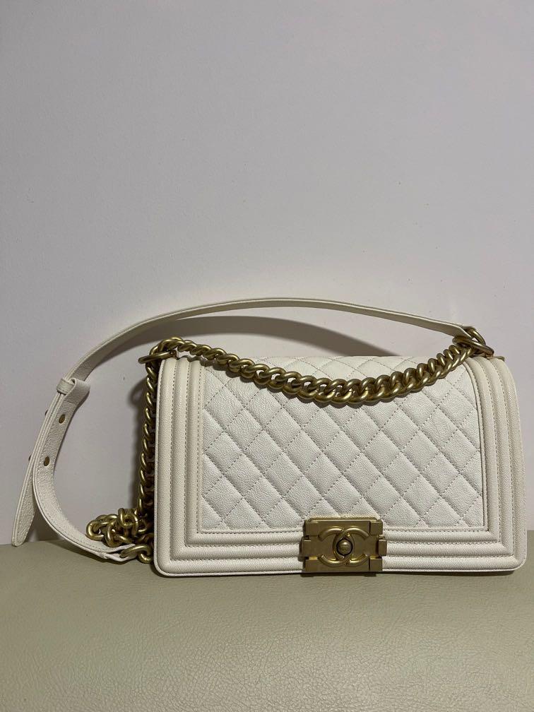 Chanel Le Boy Medium White with Matt Gold Hardware