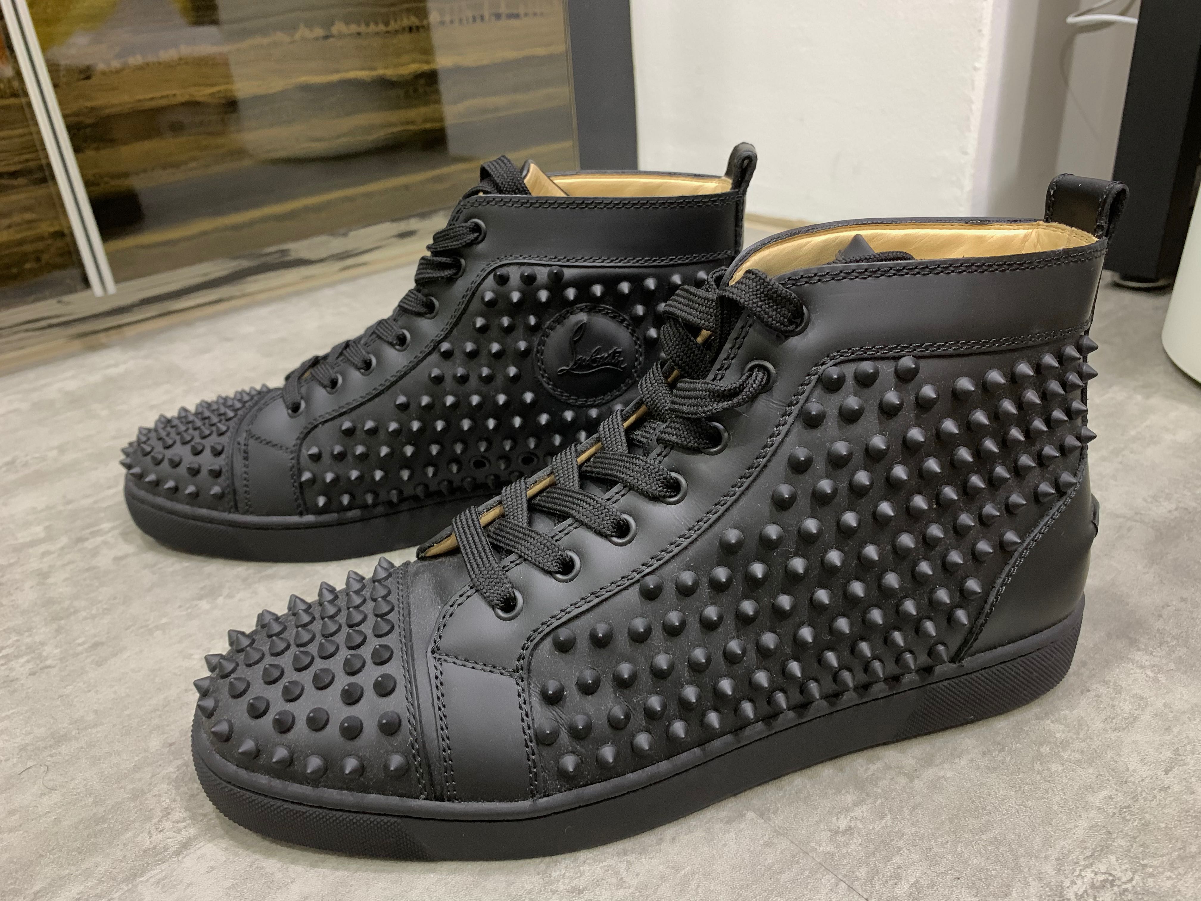 Christian Louboutin Louis Flat Spikes Matte Black EU44 Luxury