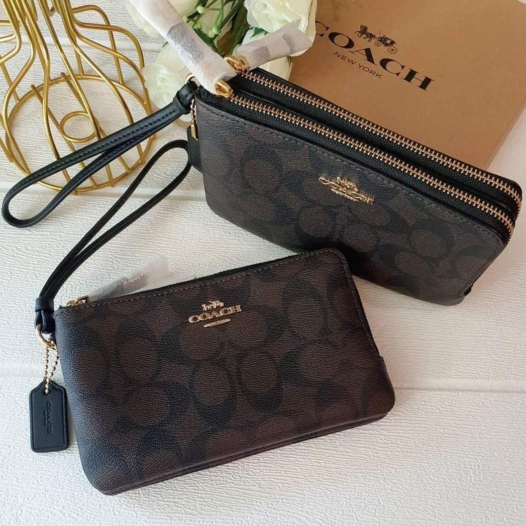 NWT COACH Corner Zip Wristlet wallet With Heart Floral Print | eBay